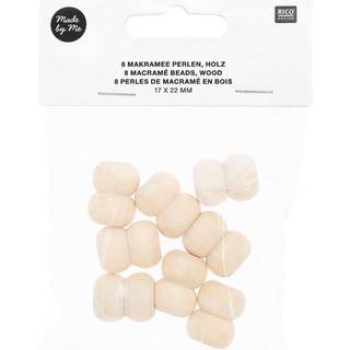 Makramee Perlen Holz natur 17x22mm 8 Stück - Natur