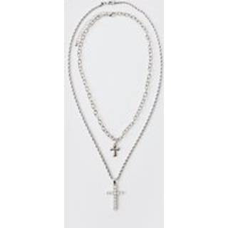 Mens Silver Cross Necklace 2 Pack