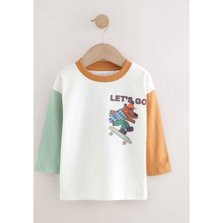 Next White Skate Bear Long Sleeve Back Print T-Shirt (3mths-8yrs)