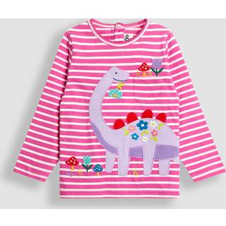 Jojo Maman Bébé JoJo Maman Bébé Fuchsia Pink Dino Appliqué Stripe Top