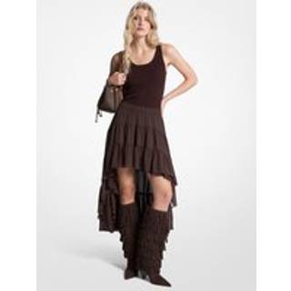 MK Georgette Tiered Skirt - Brown - Michael Kors - L