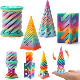 Joyin 4 Packs Impossible Cone Fidget Toys Pastell Color 3D Printed Spiral Cone Flexible Impossible Pyramid Apporthrough Fidget Toys For Stress Re