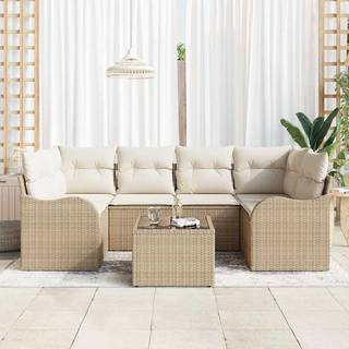 Havesofa Sæt Beige 55 x 55 x 37 cm polyrattan