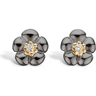 Blossom små blomster ørestikker i sort sølv Ø 5 mm