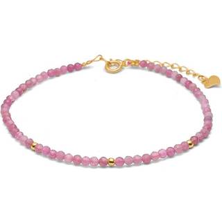 Blossom Copenhagen stenarmbånd forgyldt kæde m. pink turmalin 16+4cm