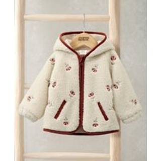 Mamas & Papas Mamas & Papas Cream Embroidered Hooded Borg Jacket