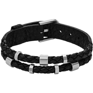 Fossil Jewelry sort læderarmbånd