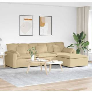 Modulsofa Med Fodskammel Og Hynder - grågrøn