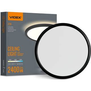 Loftlampe 22W - CCT justerbar, 220V, sort, LED, dekorativ bagbelysning - Kulør : Neutral
