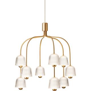 Nuura Asteea 9 Lysekrone Satin Messing/Riflet Klar