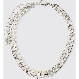 Mens Silver Gem Layered Bracelet