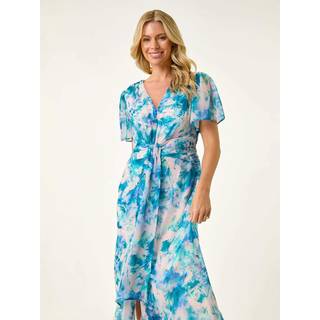 Roman Roman Petite Abstract Tryk Ruched Midi Kjole - EU 44 (UK 16)