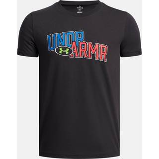 Under Armour Overlay Wordmark Boys' Short Sleeve Black / White YMD (137 - 149 cm)