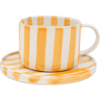 Olsson & Jensen Monica kop med underkop Gul/Hvid