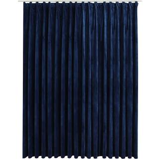 Mørklægningsgardin Med Kroge 290 X 245 Cm Fløjl - Mørkeblå