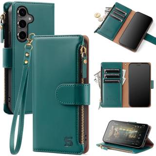 Shieldtop Kompatibel med Samsung Galaxy S25 Plus Pung-etui med kortholder Kvinder Mnd RFID-blokerende PU-lder Flip Cover Hndledsrem Lynls Kre