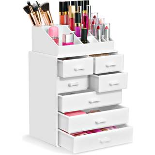Sorbus Makeup Organizer Brush Holder and Make Up Storage Drawers - Acrylic Makeup Organizer For Vanity Badrum - Kosmetiska displayfodral med 3 st