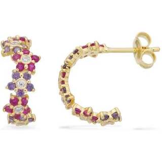 Scrouples SoHo SoHo halvcreoler lilla/rød cubic i forgyldt