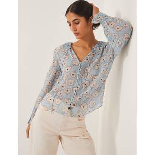 Monsoon Monsoon Blue Chloe Floral Print Ruffle Blouse