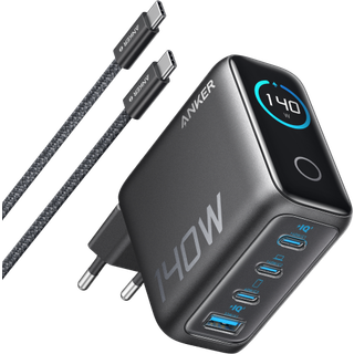 Anker Laptop Charger (140W, 4-Port, PD 3.1) with USB-C Cable Silver