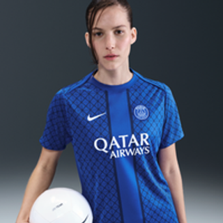Kortærmet Paris Saint-Germain Academy Pro Home Nike Dri-FIT-opvarmningstrøje til fodbold til kvinder - blå - L (EU 44-46)