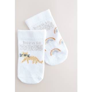 Next White Born In 2025 Baby Socks 2 Pack (0-12mths)