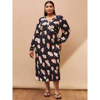 Live Unlimited Live Unlimited Plus size Kjole med Blomsterprint og Piping-detalje - 50