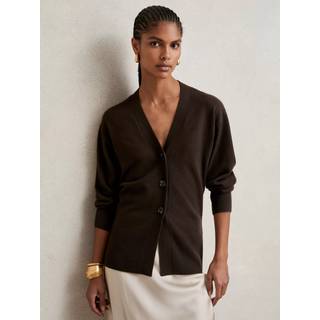 Reiss Reiss Chocolate Tyla Wool-Blend Fitted Cardigan With Cashmere