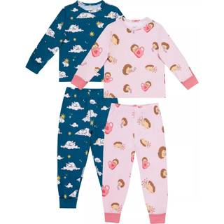 Chelsea Peers Chelsea Peers Green Kids Two Pack Celestial Bunny / Hedgehog Hearts Long Pyjama Set