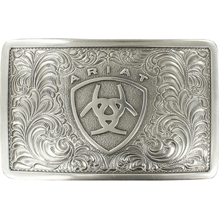 Ariat m?nds rektangel filagree skjold sp?nde s?lv en st?rrelse