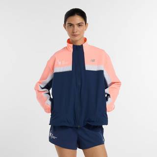 New Balance NYC Marathon 2025 Jakke Str. L Dame - Blå, letvægts og åndbar til løb og træning