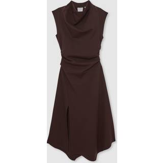 Reiss Reiss Burgundy Harlan Twill-Jersey Draped Midi Dress - 38