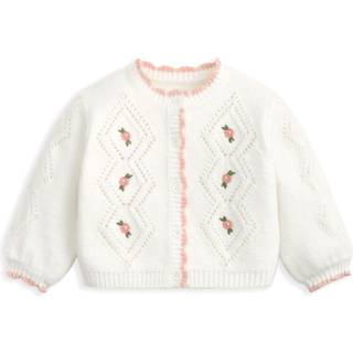 Mamas & Papas Mamas & Papas Embroidered Cable Knit White Cardigan