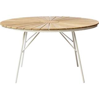 Kerteminde teak havebord Ø130 cm, hvidt stel (På lager i varehus)