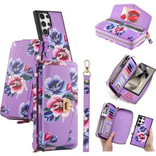 LITOU Kompatibel til Samsung Galaxy S25 Ultra Crossbody Pung Pung Telefon Taske Aftagelig Magnetisk RFID blokerende kortholder Lynls Armbnd Sn