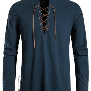 TEMU Men's Henley Shirt Long Sleeve Casual Beach Stand Collar Shirt