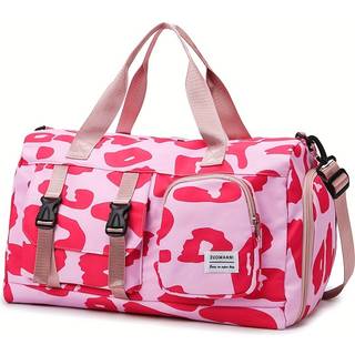 TEMU New Nylon Travel Duffel Bag With Shoe Compartment - Leopard & Zebra Print, , Foldable Gym Bag For Sports, Yoga, And Clothes Storage