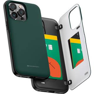 GOOSPERY Magnetic Door Bumper Kompatibel med iPhone 15 Pro Max Case Kortholder Pung Nem Magnet Auto-lukkende Beskyttende Dual Layer Robust Telefo