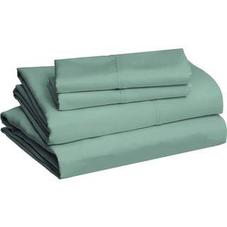 Amazon Basics Lightweight Super Soft Easy Care Microfiber 4-Piece Bed Sheet Set med 14-tommer Deep Pockets Queen Emerald Green Solid