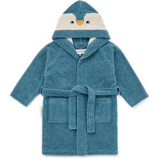 Liewood Penguin cotton terry bathrobe - blue - Y 5/6