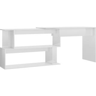 Skrivebord Til Hjørne 200X50X76 Cm Konstrueret Træ - Hvid højglans