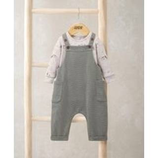 Mamas & Papas Mamas & Papas Green Waffle Dungarees and Moose Print Bodysuit Set