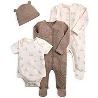 Mamas & Papas Mamas & Papas 4 stykke teddybjørneprint brun natdragt bodysuit og hat'sæt