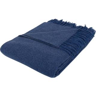 Uldplaid - 40% Cashmere - 130x200 cm - Ensfarvet blåt uldtæppe - By Borg plaid