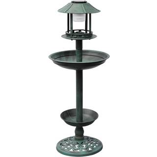 Fuglebad/ Foderbræt Med Solcellelampe - Grøn