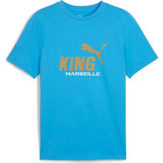 PUMA Olympique de Marseille KING Logo Tee Men, Sport, Azure/Gold, L
