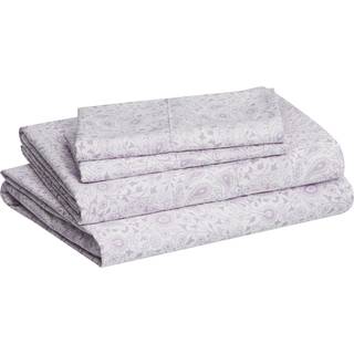 Amazon Basics Letv?gt Super Soft Easy Care Microfiber Seng ark s?t med 14 -tommer dybe lommer - Queen Lavender Paisley
