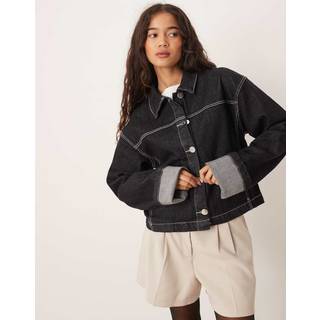Gina Tricot-Fold up denim jacket-Denim jakker-Sort-L-Dame