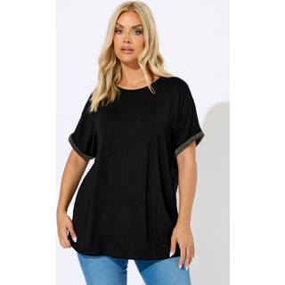 Yours Curve Yours Curve top med glimmer og manchetdetaljer