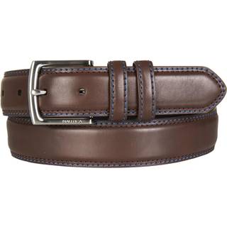 Nautica Men Bold Fashion and Dress Leather Belt With Metal Buckle Logo Inlay Double Keeper-Brown 34 """"